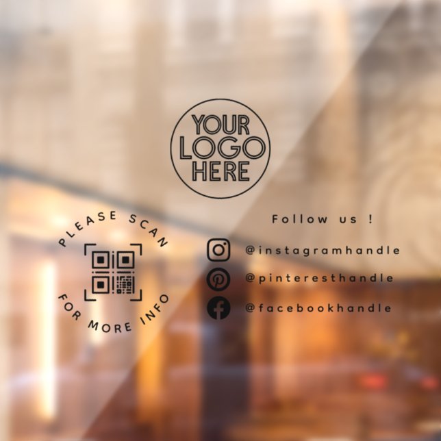 Autocollant Pour Fenêtre Logo d'entreprise personnalisé simple Code QR Soci (Feuille 2)