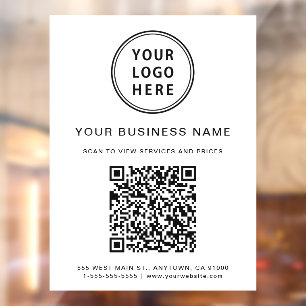 Autocollant Pour Fenêtre Logo d'entreprise simple Code QR blanc