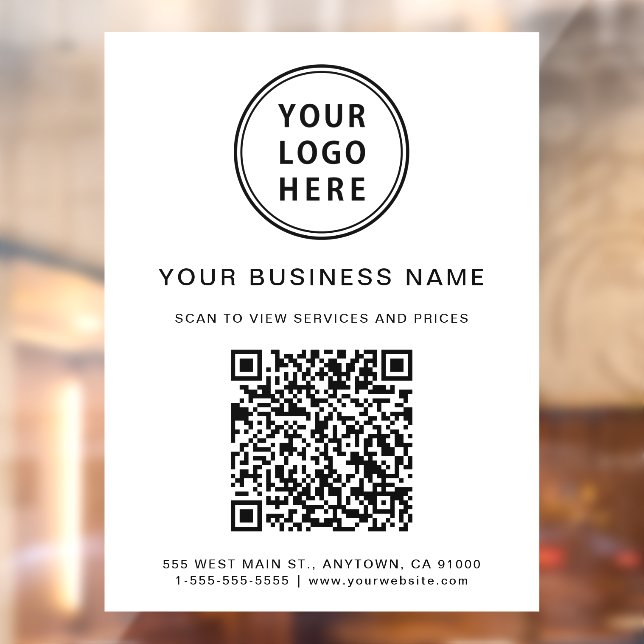 Autocollant Pour Fenêtre Logo d'entreprise simple Code QR blanc (Feuille 2)