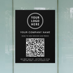 Autocollant Pour Fenêtre Logo d'entreprise simple Créer votre code QR noir