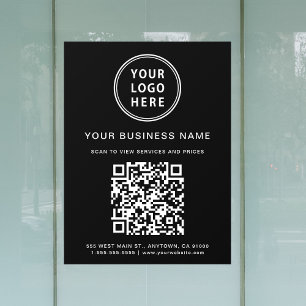 Autocollant Pour Fenêtre Logo d'entreprise simple QR Code noir