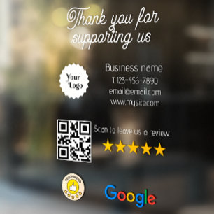 Autocollant Pour Fenêtre Logo du code QR noir de Google Review My Business