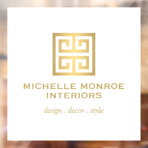 Autocollant Pour Fenêtre Logo Elegant Grec Key Designer Gold/White