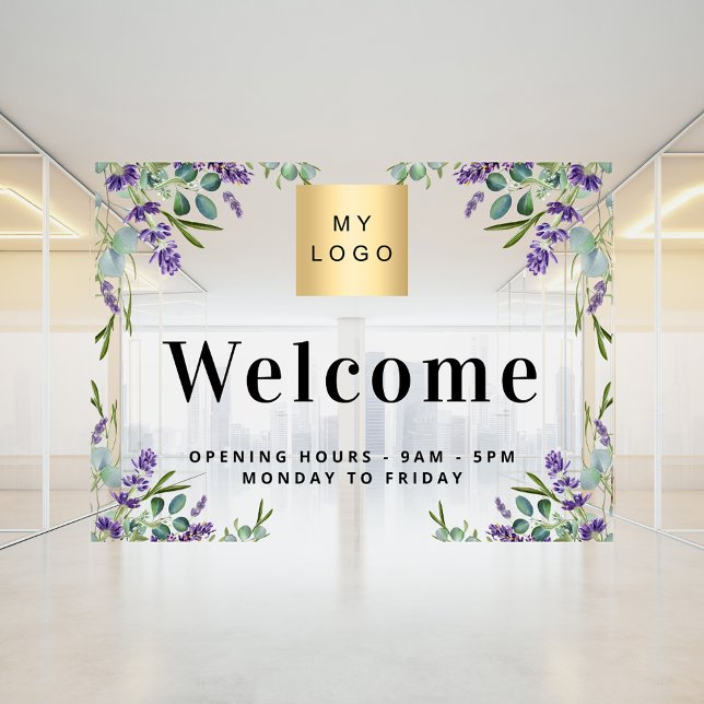 Autocollant Pour Fenêtre Logo entreprise heures d'ouverture bienvenue lavan (Créateur téléchargé)