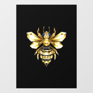 Autocollant Pour Fenêtre Logo Faux Gold Foil Bee Polygonal sur Noir