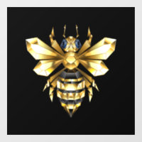 Logo Faux Gold Foil Bee Polygonal sur Noir
