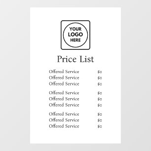 Autocollant Pour Fenêtre Logo minimaliste blanc   Affichage de liste de pri