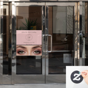 Autocollant Pour Fenêtre Logo Photo Maquillage Moderne Rose Pâle Entreprise