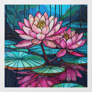 Autocollant Pour Fenêtre lotus rose tropical 1 vitrail