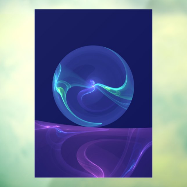 Autocollant Pour Fenêtre Lumineuse Bleu Violet Rêve Abstrait Fractal Art (Feuille 3)