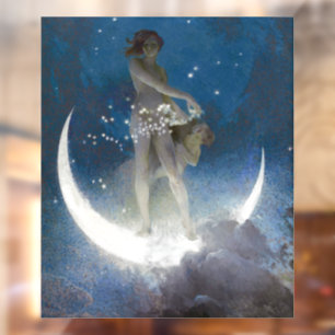 Autocollant Pour Fenêtre Luna Goddess at Night Scattering Stars