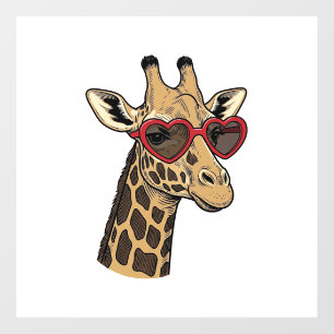 Autocollant Pour Fenêtre Lunettes de soleil à cœur de girafe gravé vintage