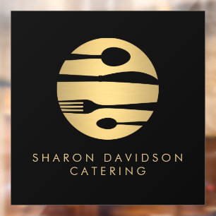 Autocollant Pour Fenêtre Luxe Gold Catering Logo Restaurant, Nourriture Noi