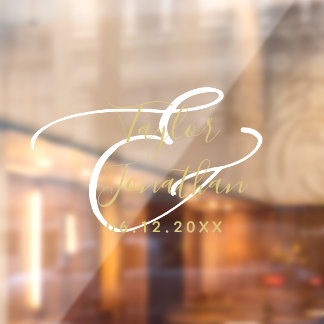 Autocollant Pour Fenêtre Luxe White & Gold Minimal Classy Mariage personnal
