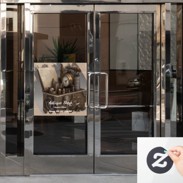 Autocollant Pour Fenêtre Machine à temps Steampunk - Vintage coffre au trés (Porte de bureau)