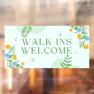 Autocollant Pour Fenêtre Magasin Commercial Floral Bienvenue aux Passants