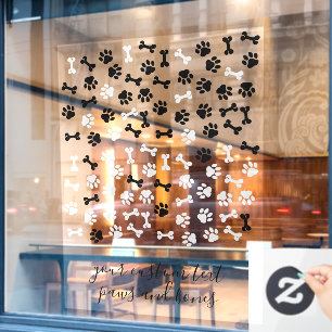 Autocollant Pour Fenêtre Magasin de café aux pattes d'os de chat de chien d