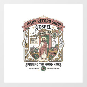 Autocollant Pour Fenêtre Magasin de disques Jésus Évangile Magasin de disqu