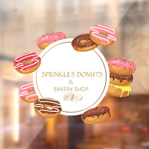 Autocollant Pour Fenêtre Magasin de donuts et de boulangerie personnalisé