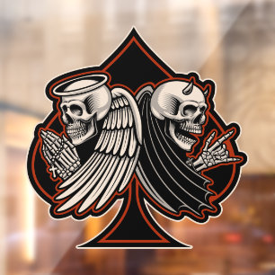 Autocollant Pour Fenêtre Magasin de moto Ange et Diable As de Pique Fenêtr