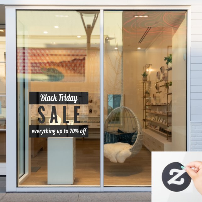 Autocollant Pour Fenêtre Magasin simple noir Vendredi vente signe fenêtre c (Vitrine du magasin)