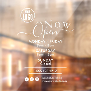 Autocollant Pour Fenêtre Maintenant Ouvert   Heures d'ouverture de l'entrep