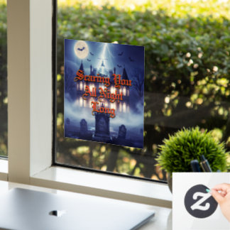 Autocollant Pour Fenêtre Maison d'Halloween avec Frankie, bleu foncé