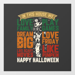 Autocollant Pour Fenêtre Maison Joyeux Halloween Monstres Toiles d'araignée