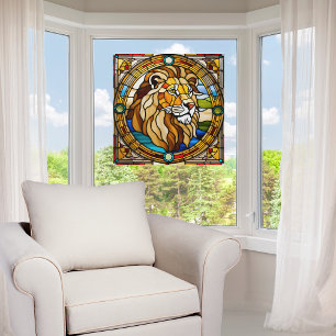 Autocollant Pour Fenêtre Majestueux Lion Verre Peint Faux