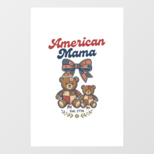 Autocollant Pour Fenêtre Mama Américaine Ours Patriote Patchwork Vector Des