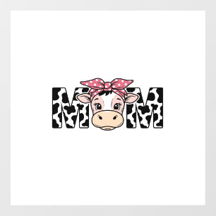Autocollant Pour Fenêtre Maman Vache Mignonne Nœud Conception Graphique_1
