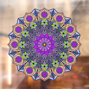 Autocollant Pour Fenêtre Mandala 12 VioletPeach Rose Vert -