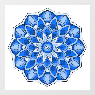 Autocollant Pour Fenêtre Mandala en bleu