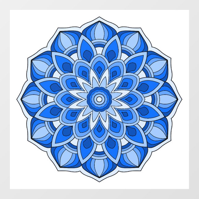 Autocollant Pour Fenêtre Mandala en bleu (Feuille)