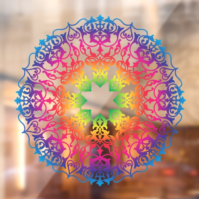 Autocollant Pour Fenêtre Mandala Oriental Flower Yoga Art (Feuille 2)