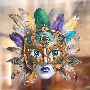 Autocollant Pour Fenêtre Mardi Gras Météo et Masque Métal