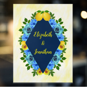 Autocollant Pour Fenêtre Mariage floral citron soleil