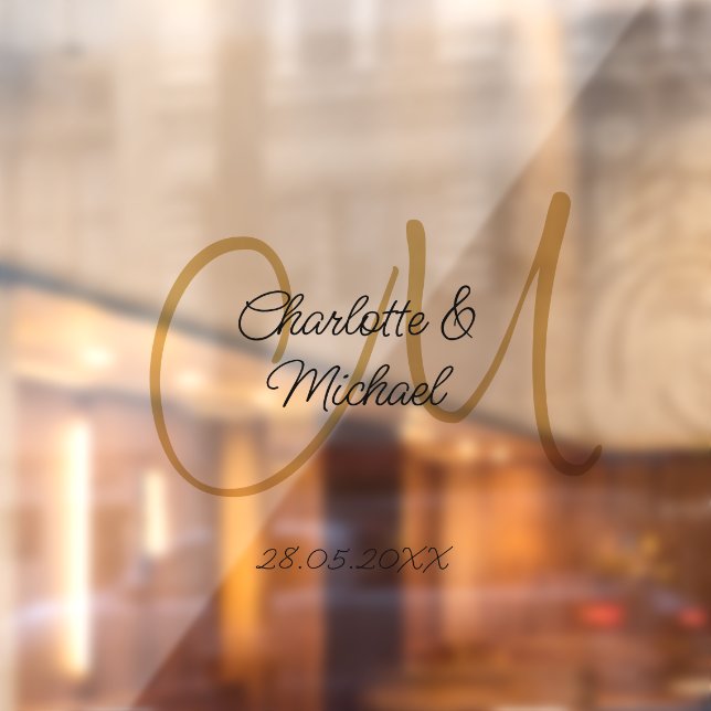 Autocollant Pour Fenêtre Mariage monogramme simple, élégant (Feuille 2)