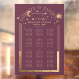 Autocollant Pour Fenêtre Mariage mystique Plum Gold Sun Moon Stars