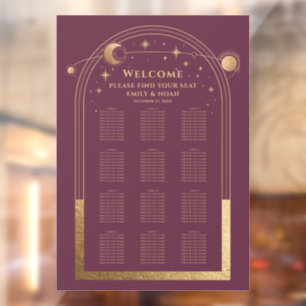 Autocollant Pour Fenêtre Mariage mystique Plum Gold Sun Moon Stars