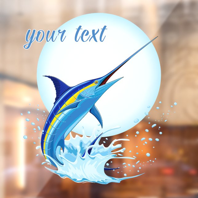 Autocollant Pour Fenêtre Marlin Bleu Jaillissant de l'Océan (Feuille 2)