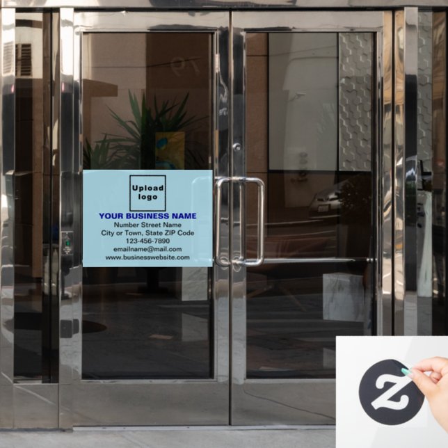 Autocollant Pour Fenêtre Marque commerciale sur rectangle bleu clair (Porte de bureau)