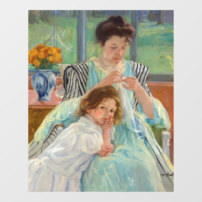 Autocollant Pour Fenêtre Mary Cassatt - Jeune mère coudre (Feuille)