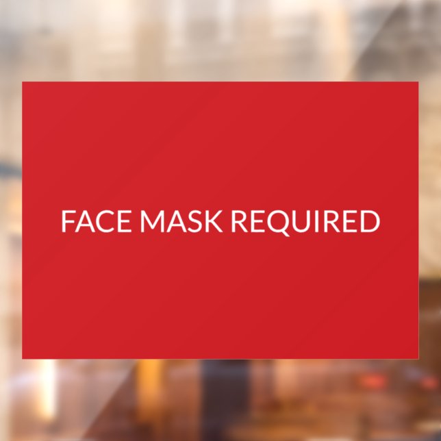 Autocollant Pour Fenêtre Masque visage Requis rouge et blanc élégant (Feuille 2)