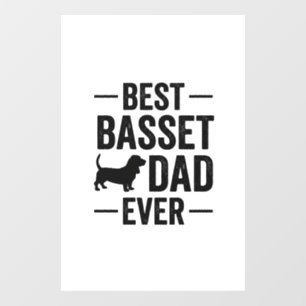 Autocollant Pour Fenêtre Meilleur Papa Basset Vintage Gravure T-shirt Chien