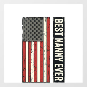 Autocollant Pour Fenêtre Meilleure Nounou Patriote Vintage Drapeau Chemise
