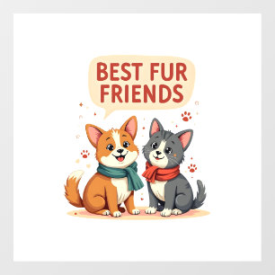Autocollant Pour Fenêtre Meilleurs amis en peluche vintage dessin animé cha