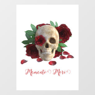 Autocollant Pour Fenêtre Memento Mori. Crâne aux roses rouges