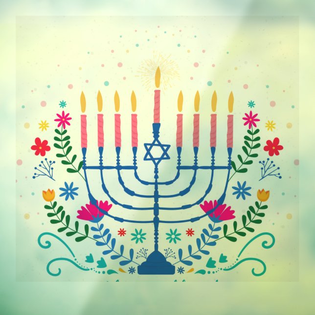 Autocollant Pour Fenêtre Menorah Hannukah  (Feuille 3)