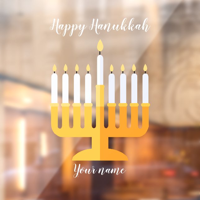Autocollant Pour Fenêtre Menorah Happy Hanoukka (Feuille 2)
